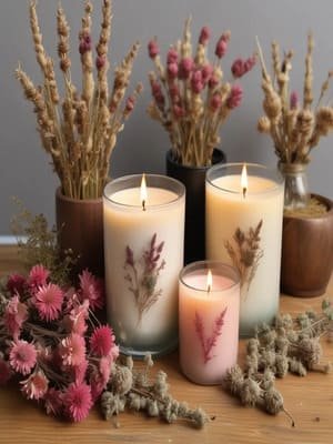 Vela con flores secas